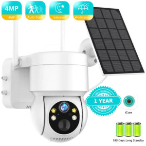 Caméra de Surveillance Extérieure Solaire PTZ IP WiFi HD 4MP