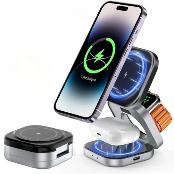 Support de Charge Magnétique 3 en 1 pour Samsung et iPhone