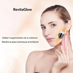 Appareil de beauté du visage RevitaGlow en cours d'utilisation sur la peau