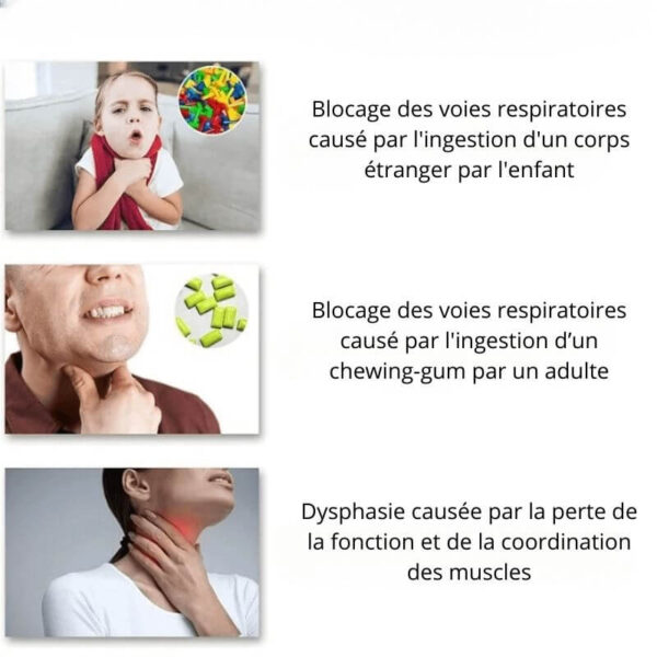 Utilisation du dispositif anti-étouffement sur un enfant mannequin.