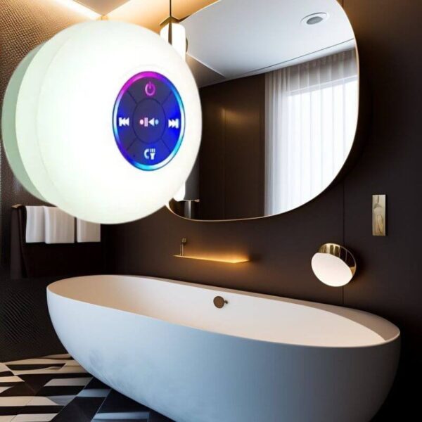 Haut-parleur Bluetooth étanche avec LED pour douche