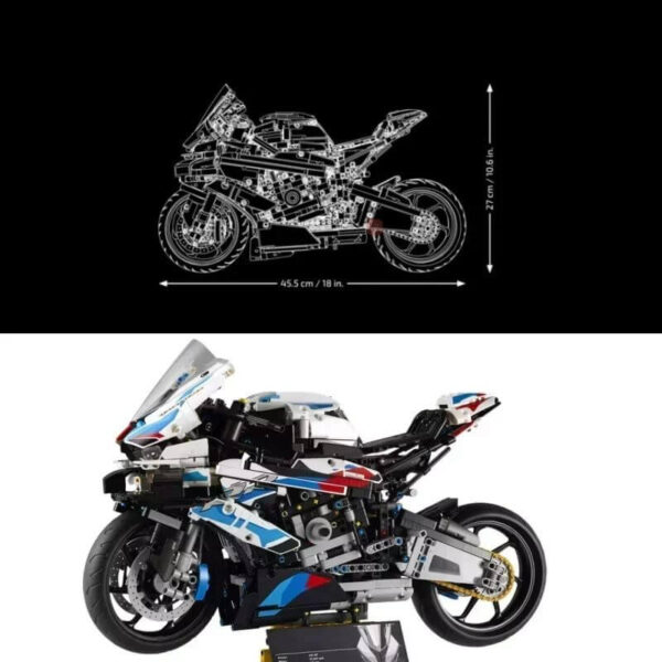 Dimensions réalistes de la BMW 1000 RR montée.