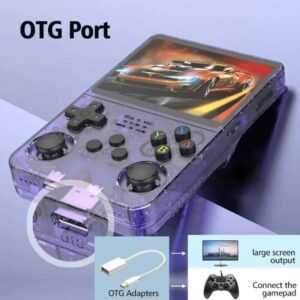 Console R36S branchée sur un écran via OTG