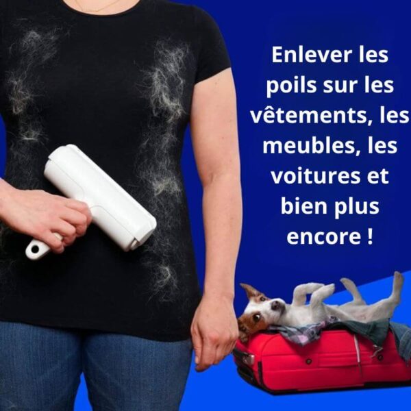 Brosse anti-poils magique pour chiens et chats – réutilisable et lavable.
