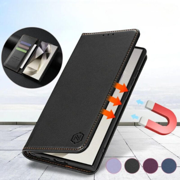 Portefeuille élégant avec fermeture magnétique pour Samsung Galaxy.