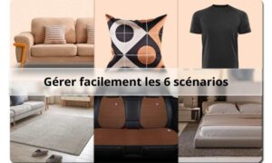 Nettoyage des poils de chat sur un canapé avec la brosse magique.